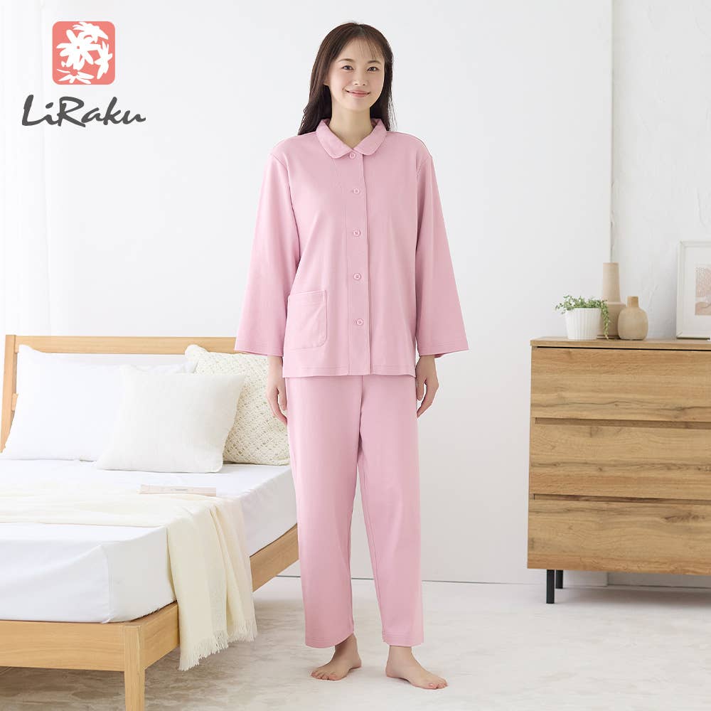 綿100% スムース パジャマ 長袖長パンツ